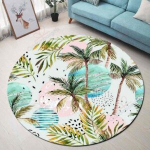 Coconut Tree Round Carpet Floor Rug Living Room Bedroom Decor Round Area Rug Carpet