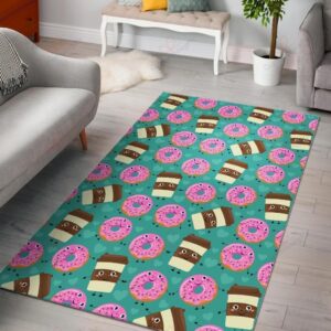 Coffee Donut Pattern Rug Sport Decor Gift Floor Decor Living Room Carpet Rug Area Rug - 0af62ef60dd6