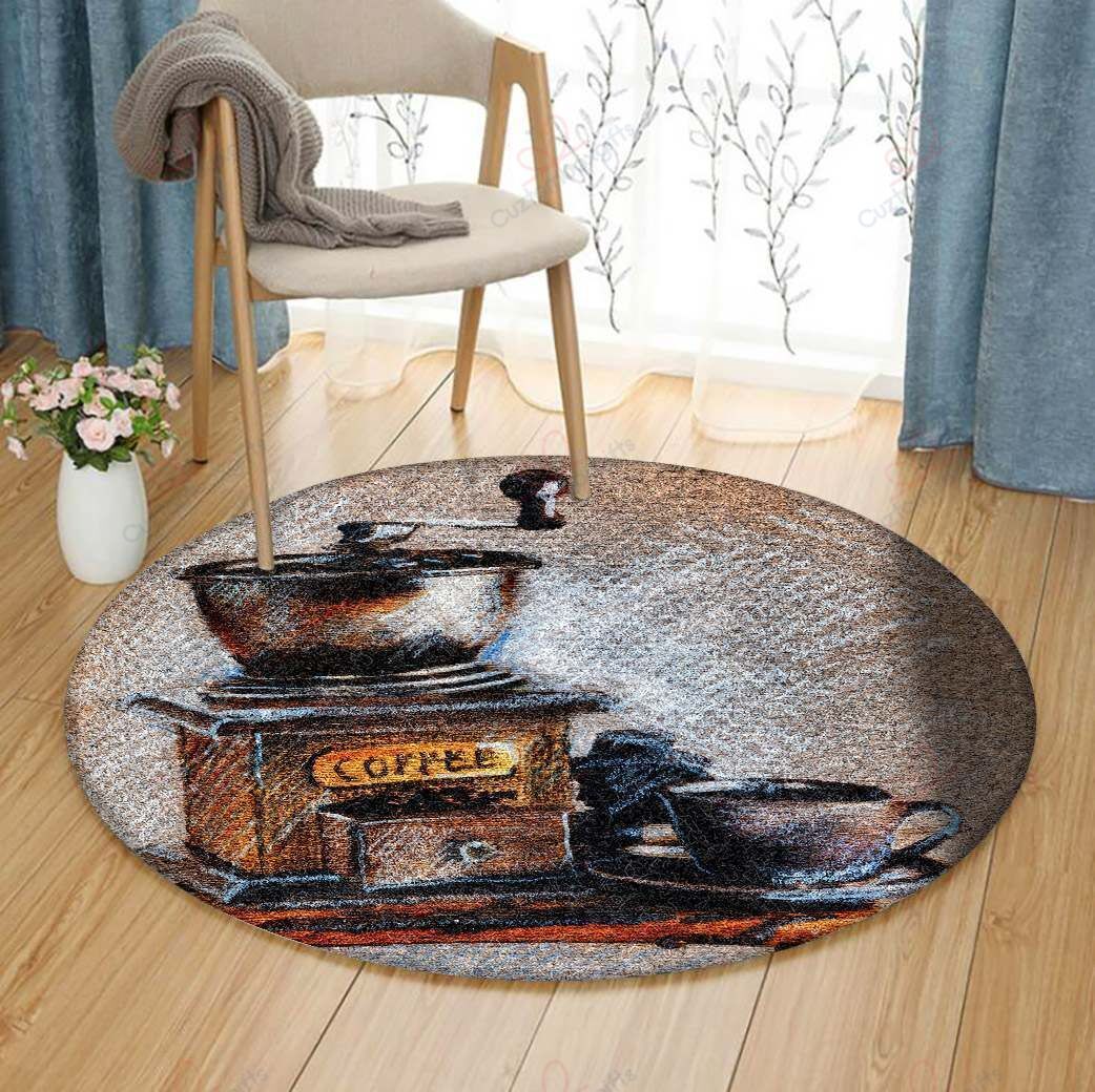 Coffee Grinder Round Carpet Floor Rug Living Room Bedroom Decor Round Area Rug Carpet Coffee Grinder Round Carpet Floor Rug Living Room Bedroom Decor Round Area Rug Carpet