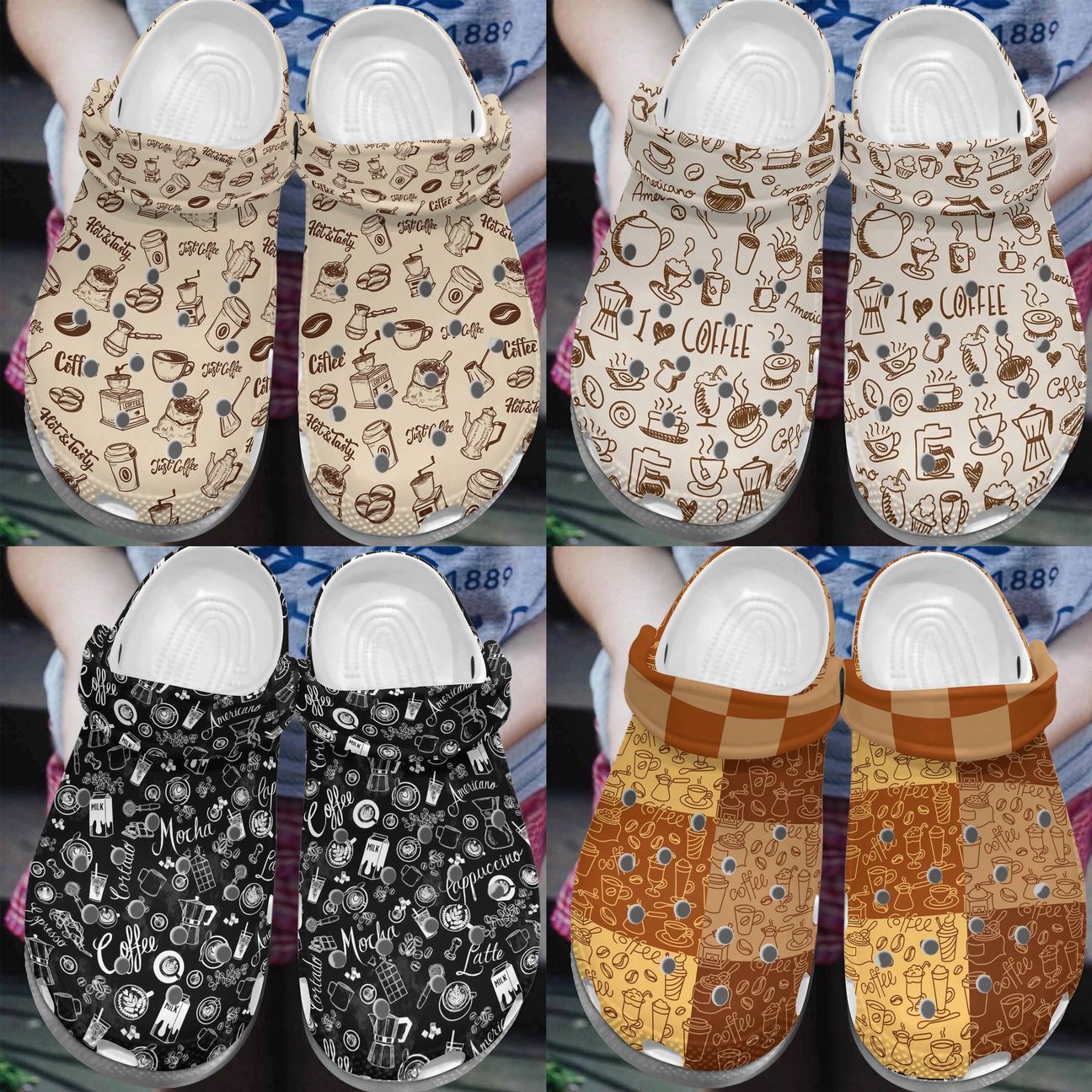 Coffee Pattern Collection Personalize Clog Custom Crocs Fashionstyle Comfortable For Women Men Kid Print 3D Coffee Pattern Collection Personalize Clog Custom Crocs Fashionstyle Comfortable For Women Men Kid Print 3D