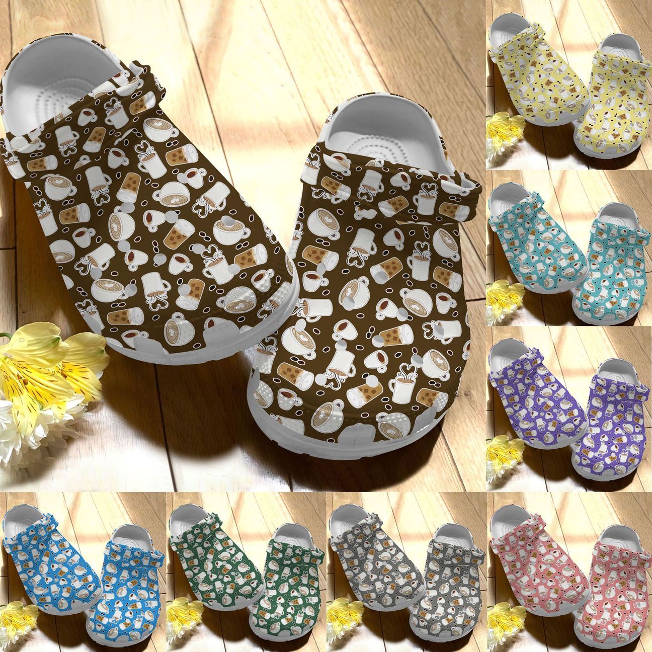 Coffee Personalize Clog Custom Crocs Fashionstyle Comfortable For Women Men Kid Print 3D Color Series Coffee Personalize Clog Custom Crocs Fashionstyle Comfortable For Women Men Kid Print 3D Color Series