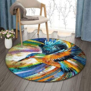 Color Bird 1 Round Carpet Floor Rug Living Room Bedroom Decor Round Area Rug Carpet
