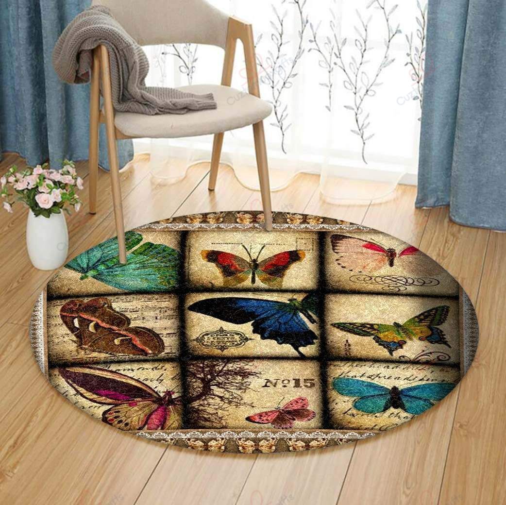 Color Butterfly Round Carpet Floor Rug Living Room Bedroom Decor Round Area Rug Carpet Color Butterfly Round Carpet Floor Rug Living Room Bedroom Decor Round Area Rug Carpet