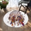 Color Feather Dream Catcher Round Carpet Floor Rug Living Room Bedroom Decor Round Area Rug Carpet