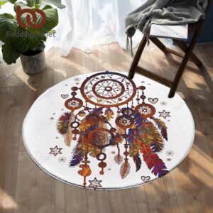 Color Feather Dream Catcher Round Carpet Floor Rug Living Room Bedroom Decor Round Area Rug Carpet