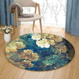 Color Flowers Round Carpet Floor Rug Living Room Bedroom Decor Round Area Rug Carpet