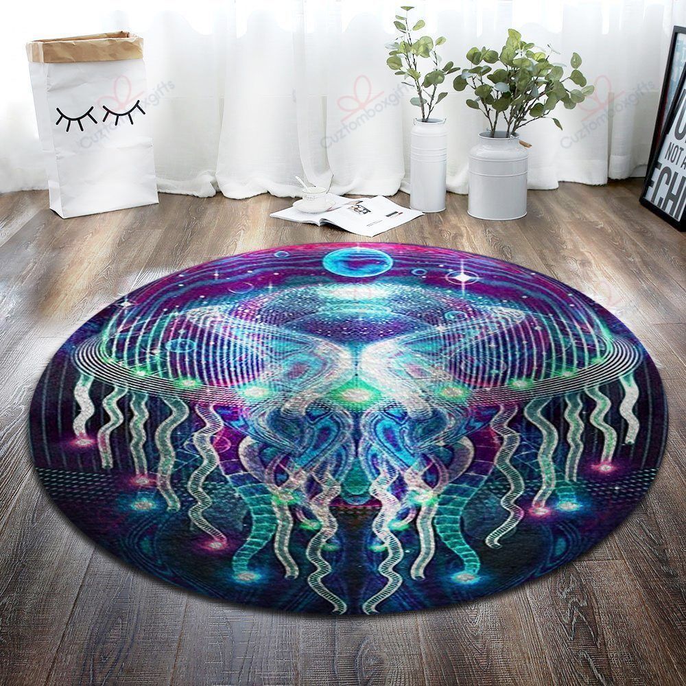 Color Jellyfish Round Carpet Floor Rug Living Room Bedroom Decor Round Area Rug Carpet Color Jellyfish Round Carpet Floor Rug Living Room Bedroom Decor Round Area Rug Carpet