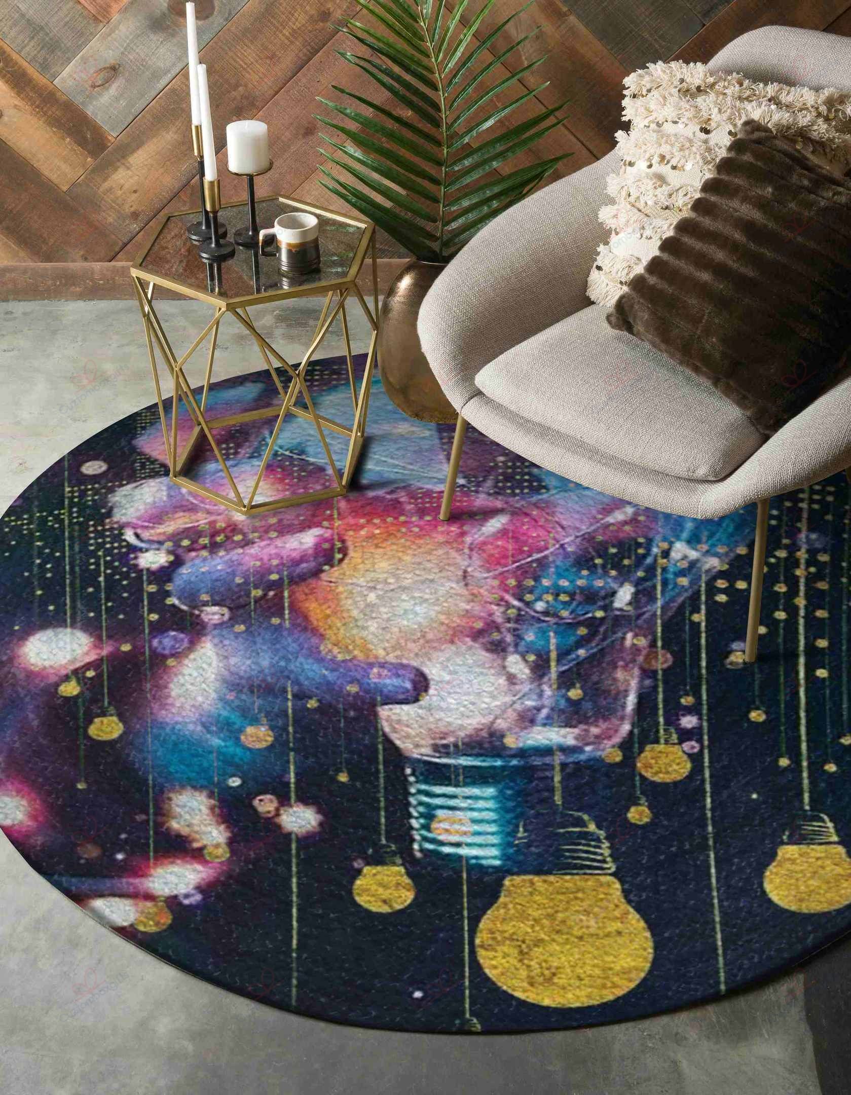 Color Light Round Carpet Floor Rug Living Room Bedroom Decor Round Area Rug Carpet