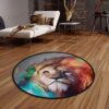 Color Lion Round Carpet Floor Rug Living Room Bedroom Decor Round Area Rug Carpet