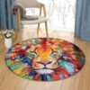 Color Lion Round Carpet Floor Rug Living Room Bedroom Decor Round Area Rug Carpet