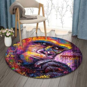 Color Orangutan Round Carpet Floor Rug Living Room Bedroom Decor Round Area Rug Carpet