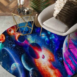 Color Planet Round Carpet Floor Rug Living Room Bedroom Decor Round Area Rug Carpet