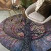 Color Tree Pattern Round Carpet Floor Rug Living Room Bedroom Decor Round Area Rug Carpet