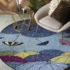Color Umbrellas Round Carpet Floor Rug Living Room Bedroom Decor Round Area Rug Carpet