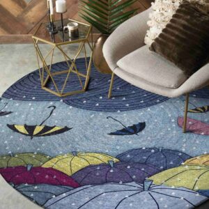 Color Umbrellas Round Carpet Floor Rug Living Room Bedroom Decor Round Area Rug Carpet