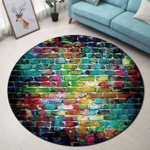 Color Wall Round Carpet Floor Rug Living Room Bedroom Decor Round Area Rug Carpet