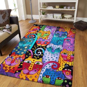 Colorful Abstract Cat Rug Sport Decor Gift Floor Decor Living Room Carpet Rug Area Rug - 6a5c2c771263