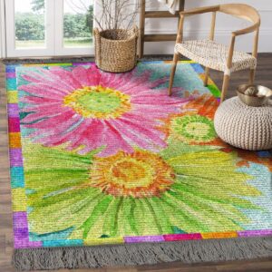 Colorful And Beautiful Flower Rug Sport Decor Gift Floor Decor Living Room Carpet Rug Area Rug - 2a3ef3cc46cc