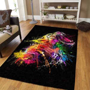 Colorful Angry Tiger Rug Sport Decor Gift Floor Decor Living Room Carpet Rug Area Rug - 5c228640edf7