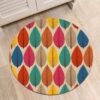 Colorful Autumn Tree Leaves Round Carpet Floor Rug Living Room Bedroom Decor Round Area Rug Carpet