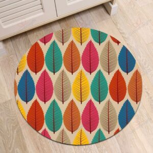 Colorful Autumn Tree Leaves Round Carpet Floor Rug Living Room Bedroom Decor Round Area Rug Carpet