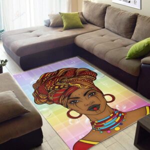 Colorful Background With Bubbles Beautiful African Woman Rug Sport Decor Gift Floor Decor Living Room Carpet Rug Area Rug - 0a89b343b71c