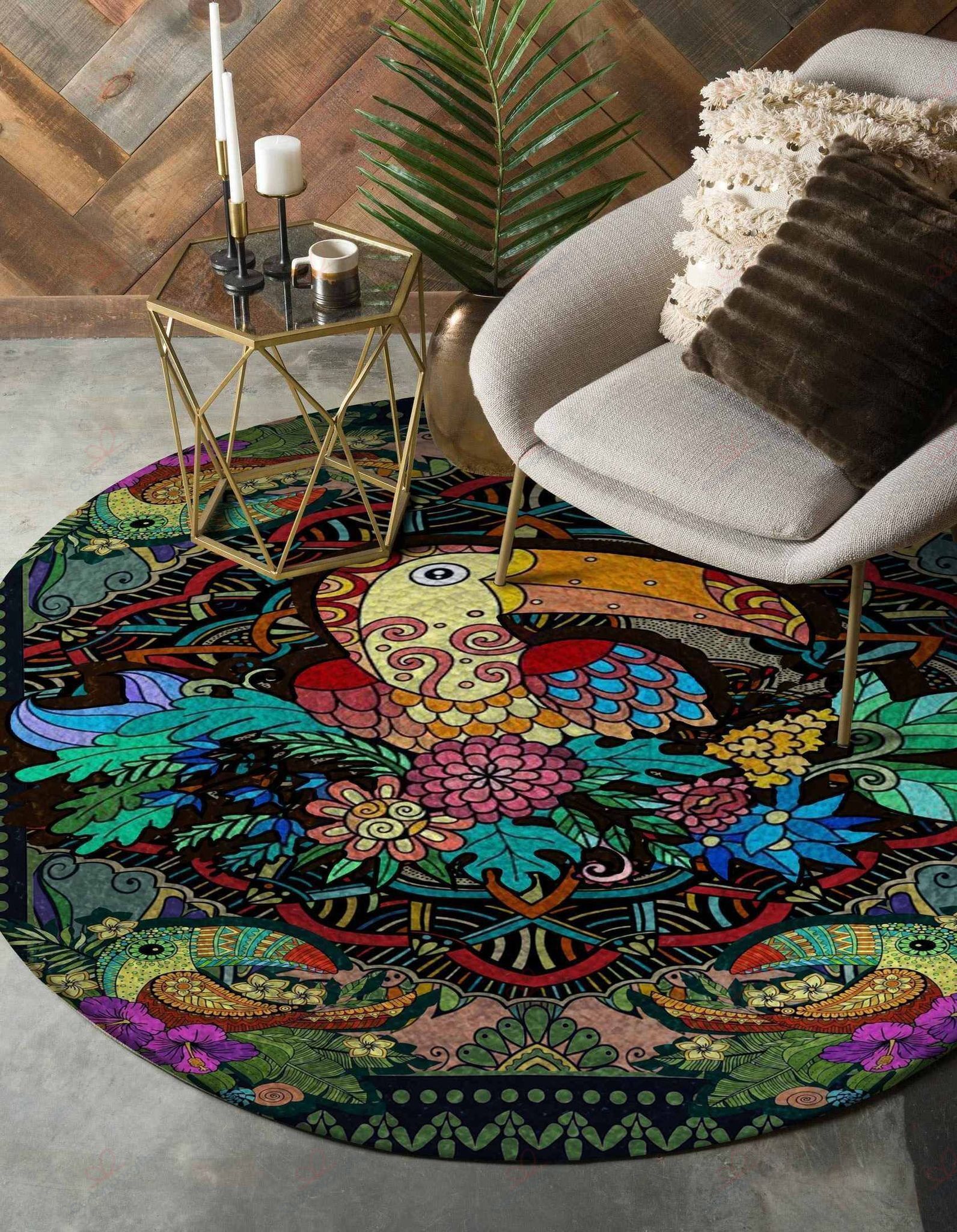 Colorful Bird Round Carpet Floor Rug Living Room Bedroom Decor Round Area Rug Carpet Colorful Bird Round Carpet Floor Rug Living Room Bedroom Decor Round Area Rug Carpet