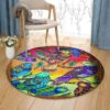 Colorful Birds Round Carpet Floor Rug Living Room Bedroom Decor Round Area Rug Carpet