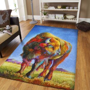 Colorful Bison Art Rug Sport Decor Gift Floor Decor Living Room Carpet Rug Area Rug - 2ecbb5a42b57