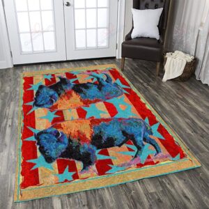 Colorful Bison Rug Sport Decor Gift Floor Decor Living Room Carpet Rug Area Rug - 45bde5e6f01f