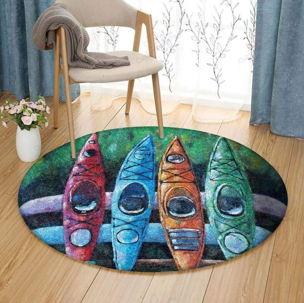 Colorful Boat Round Carpet Floor Rug Living Room Bedroom Decor Round Area Rug Carpet