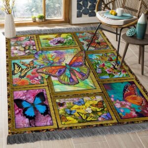 Colorful Butterflies Rug Sport Decor Gift Floor Decor Living Room Carpet Rug Area Rug - c73376820902