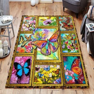 Colorful Butterflies Rug Sport Decor Gift Floor Decor Living Room Carpet Rug Area Rug - ef1614ca2cd8