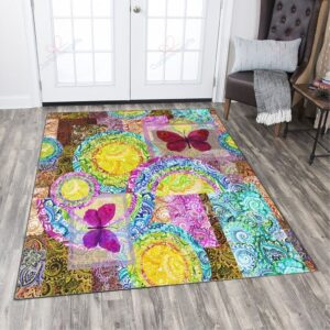 Colorful Butterflies In Pattern Rug Sport Decor Gift Floor Decor Living Room Carpet Rug Area Rug - 5540e5188df9