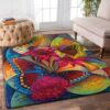 Colorful Butterfly And Flower Rug Sport Decor Gift Floor Decor Living Room Carpet Rug Area Rug - 3dba3152ecf9