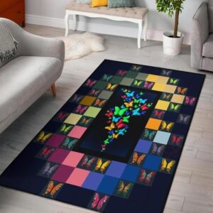 Colorful Butterfly Rug Sport Decor Gift Floor Decor Living Room Carpet Rug Area Rug - 175134c8a452