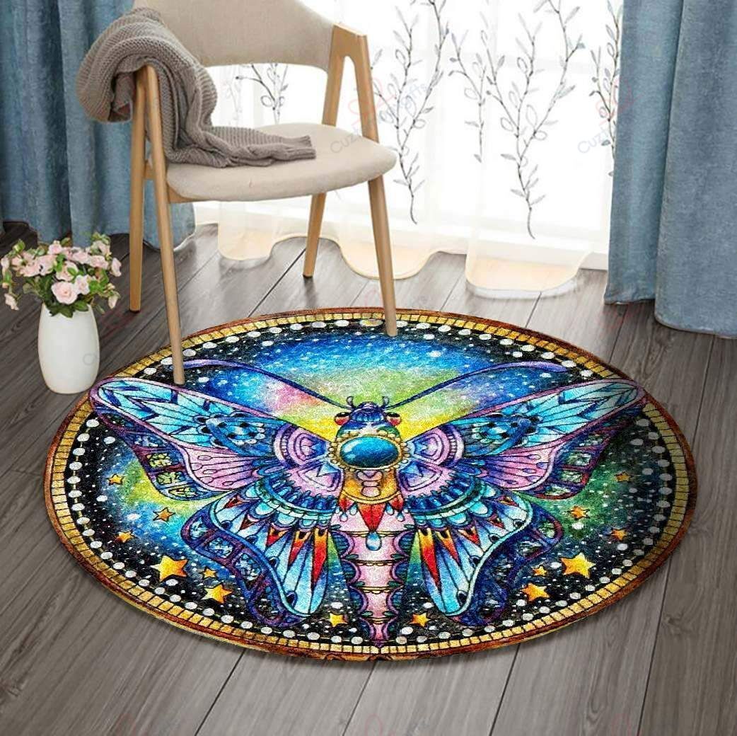 Colorful Butterfly Pattern Round Carpet Floor Rug Living Room Bedroom Decor Round Area Rug Carpet Colorful Butterfly Pattern Round Carpet Floor Rug Living Room Bedroom Decor Round Area Rug Carpet