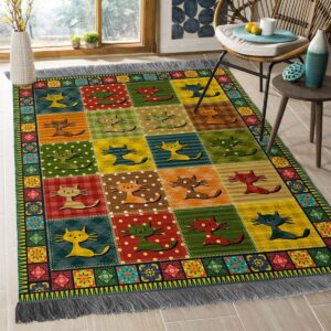 Colorful Cat Rug Sport Decor Gift Floor Decor Living Room Carpet Rug Area Rug - a95c0b01cb13