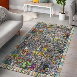 Colorful Cats 2 Rug Sport Decor Gift Floor Decor Living Room Carpet Rug Area Rug - a56d738ed357