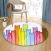 Colorful Cats Pattern Round Carpet Floor Rug Living Room Bedroom Decor Round Area Rug Carpet