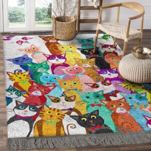 Colorful Cats Poster For Cat Rug Sport Decor Gift Floor Decor Living Room Carpet Rug Area Rug - 5e80b4399db1