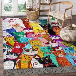 Colorful Cats With Bow Rug Sport Decor Gift Floor Decor Living Room Carpet Rug Area Rug - 9fafadeb1c8d