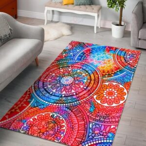 Colorful Circle Mandala Rug Sport Decor Gift Floor Decor Living Room Carpet Rug Area Rug - 740a090228c0