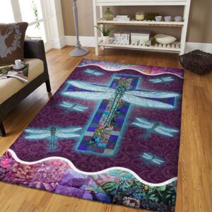 Colorful Cross Dragonflies Rug Sport Decor Gift Floor Decor Living Room Carpet Rug Area Rug - d1d2deffd14f