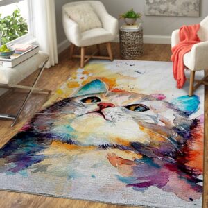 Colorful Curiosity Cat Rug Sport Decor Gift Floor Decor Living Room Carpet Rug Area Rug - 45173bc949c9
