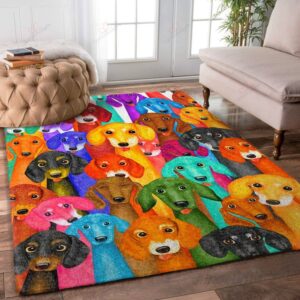 Colorful Dachshund Funny Rug Sport Decor Gift Floor Decor Living Room Carpet Rug Area Rug - 341695e07212