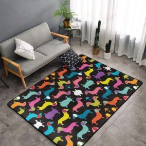 Colorful Dachshund Pattern Rug Sport Decor Gift Floor Decor Living Room Carpet Rug Area Rug - 63ff054c2c44