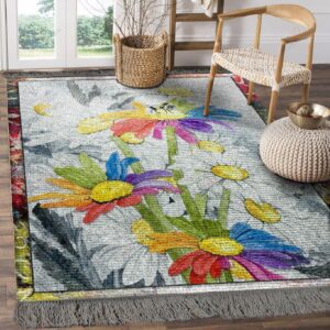 Colorful Daisy Rug Sport Decor Gift Floor Decor Living Room Carpet Rug Area Rug - 22f8e6e5f1f6