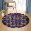 Colorful Dragonfly 3 Round Carpet Floor Rug Living Room Bedroom Decor Round Area Rug Carpet