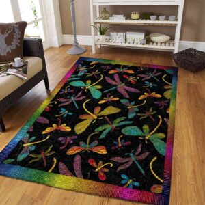 Colorful Dragonfly Rug Sport Decor Gift Floor Decor Living Room Carpet Rug Area Rug - 5d9191f0e792